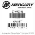 Bar codes for Mercury Marine part number 27-692381