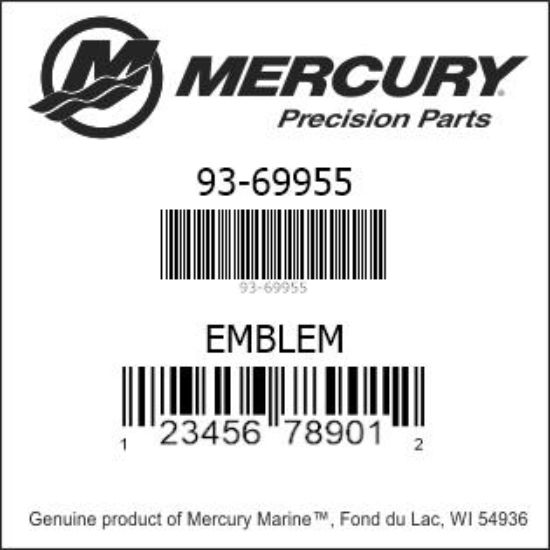 Bar codes for Mercury Marine part number 93-69955