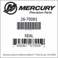 Bar codes for Mercury Marine part number 26-70081