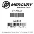 Bar codes for Mercury Marine part number 27-70142