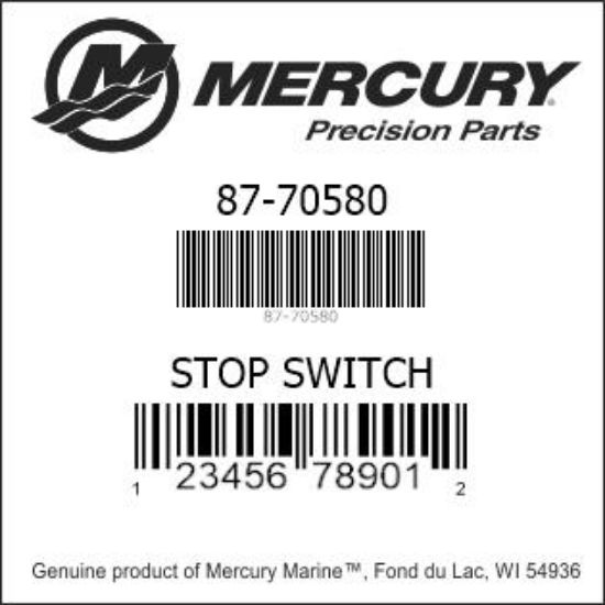 Bar codes for Mercury Marine part number 87-70580