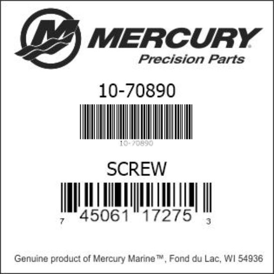 Bar codes for Mercury Marine part number 10-70890