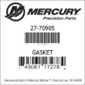 Bar codes for Mercury Marine part number 27-70905