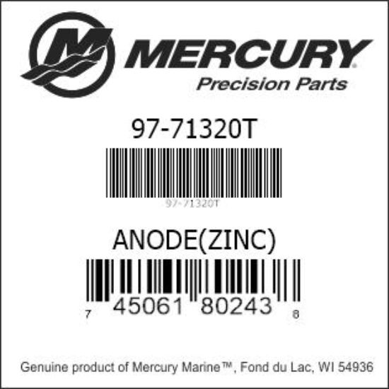 Bar codes for Mercury Marine part number 97-71320T