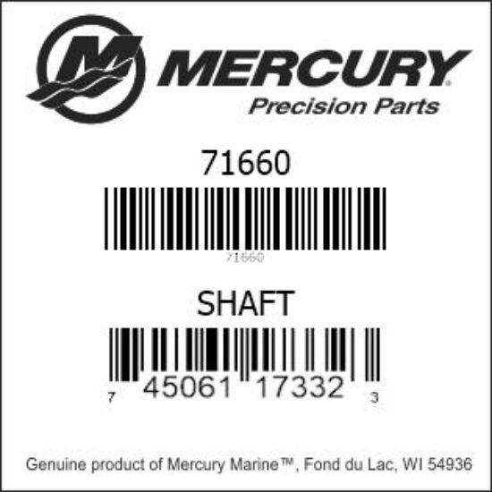 Bar codes for Mercury Marine part number 71660