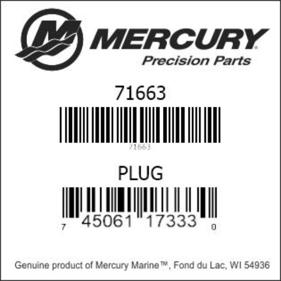 Bar codes for Mercury Marine part number 71663