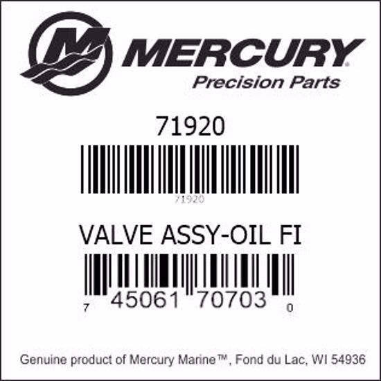 Bar codes for Mercury Marine part number 71920