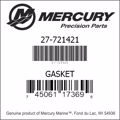 Bar codes for Mercury Marine part number 27-721421