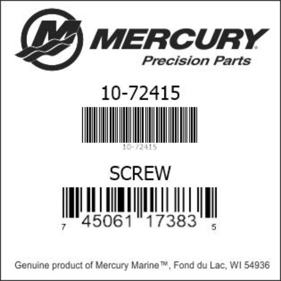 Bar codes for Mercury Marine part number 10-72415