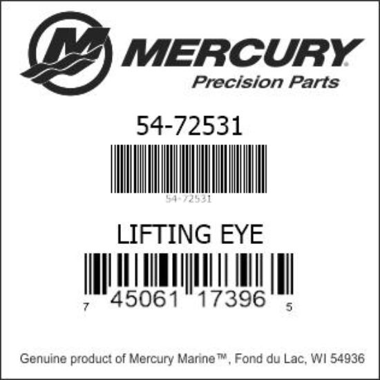 Bar codes for Mercury Marine part number 54-72531
