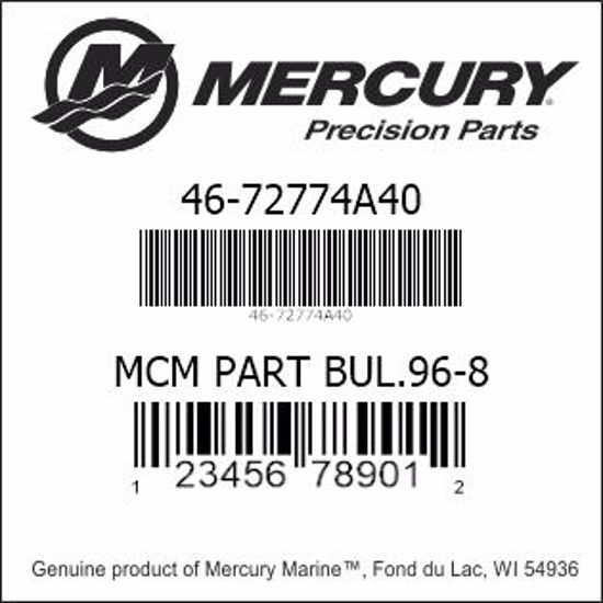 Bar codes for Mercury Marine part number 46-72774A40
