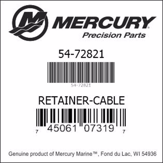 Bar codes for Mercury Marine part number 54-72821