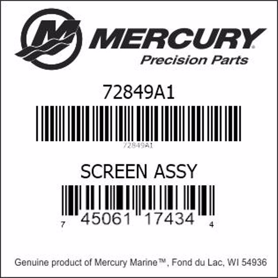 Bar codes for Mercury Marine part number 72849A1