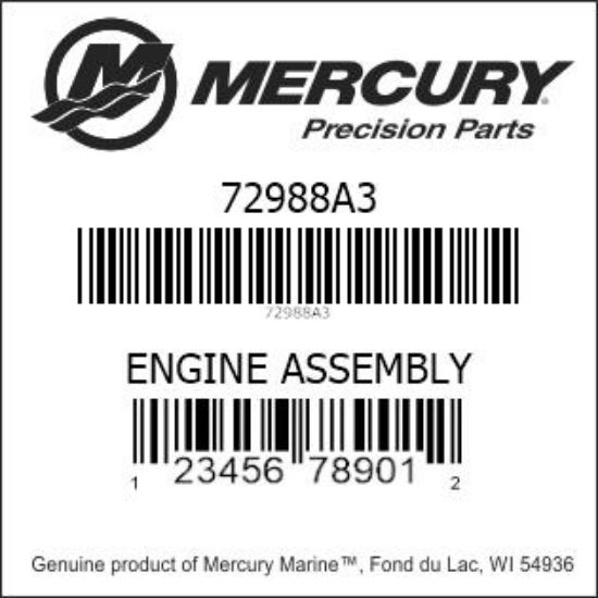 Bar codes for Mercury Marine part number 72988A3