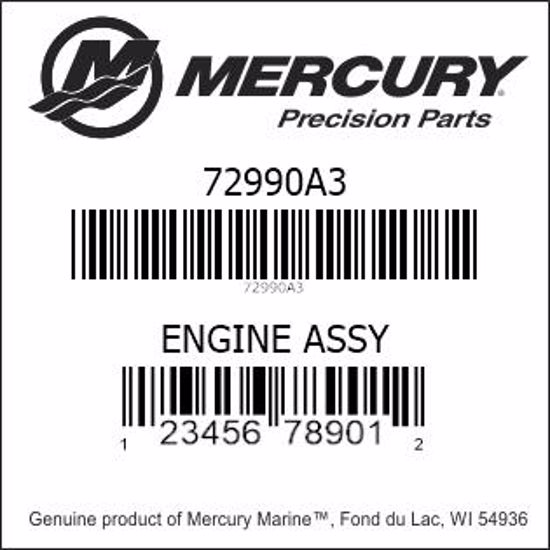 Bar codes for Mercury Marine part number 72990A3