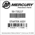 Bar codes for Mercury Marine part number 50-73521T
