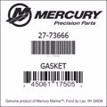 Bar codes for Mercury Marine part number 27-73666