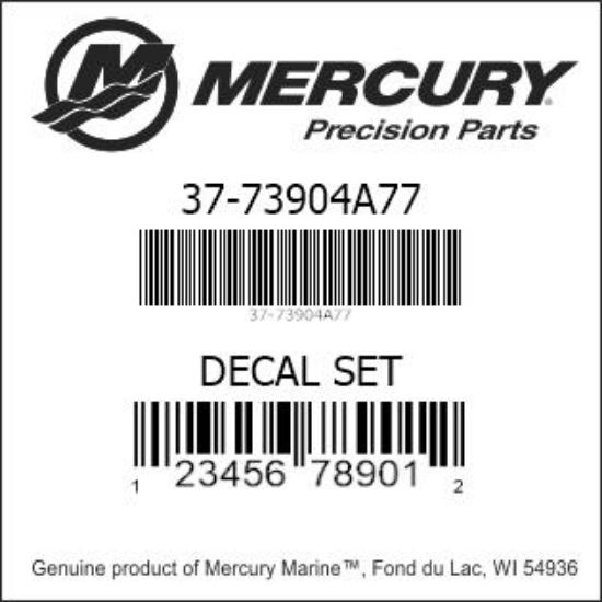 Bar codes for Mercury Marine part number 37-73904A77
