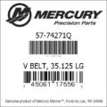 Bar codes for Mercury Marine part number 57-74271Q