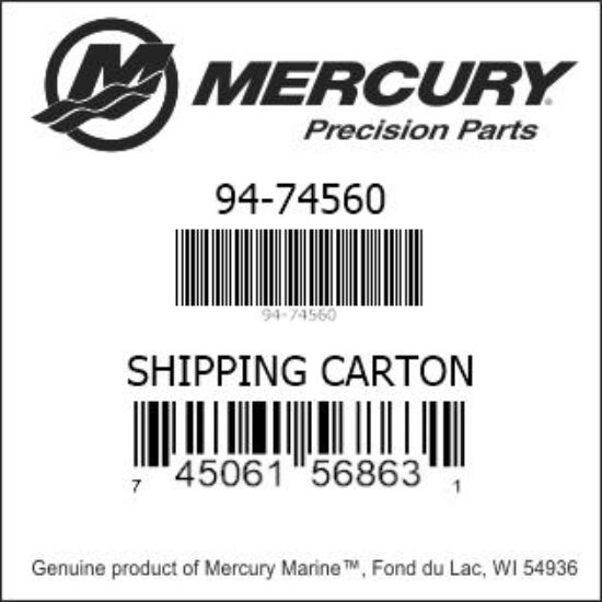 Bar codes for Mercury Marine part number 94-74560