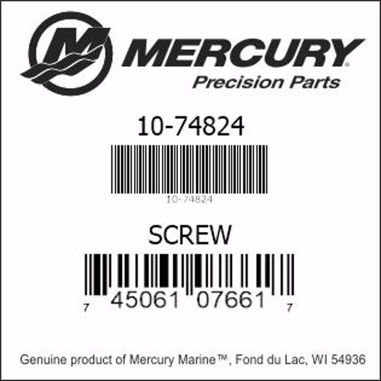 Bar codes for Mercury Marine part number 10-74824