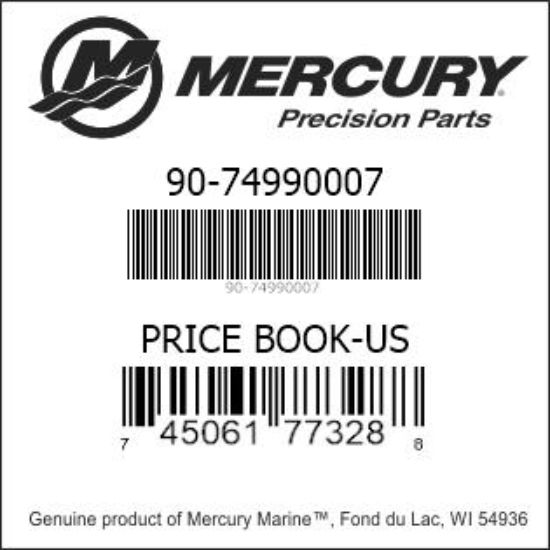 Bar codes for Mercury Marine part number 90-74990007