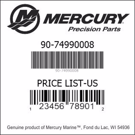 Bar codes for Mercury Marine part number 90-74990008