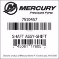 Bar codes for Mercury Marine part number 75104A7