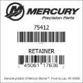 Bar codes for Mercury Marine part number 75412
