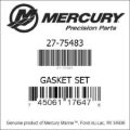 Bar codes for Mercury Marine part number 27-75483