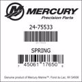 Bar codes for Mercury Marine part number 24-75533