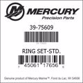 Bar codes for Mercury Marine part number 39-75609