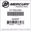 Bar codes for Mercury Marine part number 27-75611001