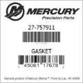 Bar codes for Mercury Marine part number 27-757911