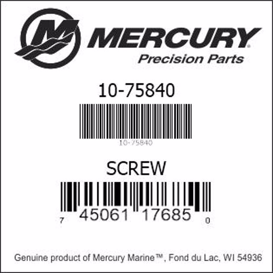 Bar codes for Mercury Marine part number 10-75840