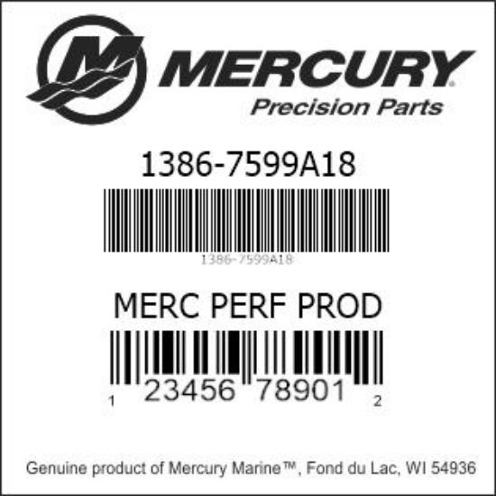Bar codes for Mercury Marine part number 1386-7599A18