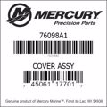Bar codes for Mercury Marine part number 76098A1
