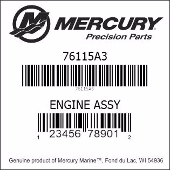 Bar codes for Mercury Marine part number 76115A3