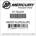 Bar codes for Mercury Marine part number 97-762144