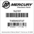 Bar codes for Mercury Marine part number 76270T