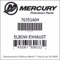 Bar codes for Mercury Marine part number 76351A04