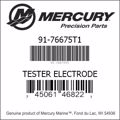 Bar codes for Mercury Marine part number 91-76675T1