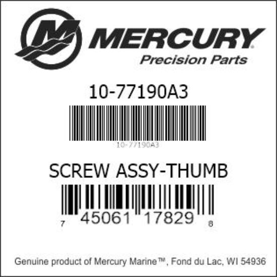 Bar codes for Mercury Marine part number 10-77190A3