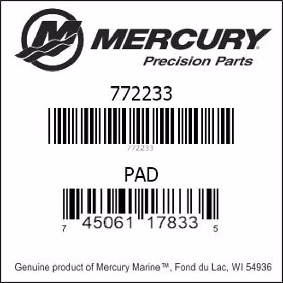Bar codes for Mercury Marine part number 772233