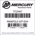 Bar codes for Mercury Marine part number 77234A7