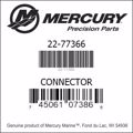 Bar codes for Mercury Marine part number 22-77366