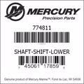 Bar codes for Mercury Marine part number 774811