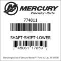 Bar codes for Mercury Marine part number 774811