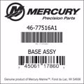 Bar codes for Mercury Marine part number 46-77516A1