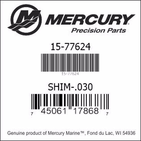 Bar codes for Mercury Marine part number 15-77624